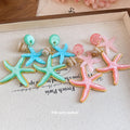 Resin Starfish Stud Earrings With Silver Pins, Island Vacation Style Women's Jewelry view 4