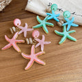 Resin Starfish Stud Earrings With Silver Pins, Island Vacation Style Women's Jewelry view 2