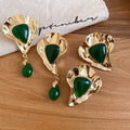 Vintage Alloy Resin Geometric Teardrop Stud Earrings Retro Palace Style Triangle Jewelry view 4