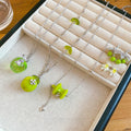 Korean Sweet Green Apple Beaded Copper Necklace And Earrings Jewelry Set Fresh Forest Girl Style view 4