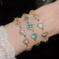 18K Gold Plated Copper Zircon Round Flower Bangle Court Style Geometric Bracelet For Women view 1