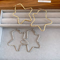 Copper Hollow Textured Star Hoop Earrings Minimalist Fashion Niche Versatile Ear Jewelry view 4