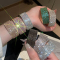 Light Luxury Copper Multi Layer Round Rhinestone Bangle For Women Elegant Statement Jewelry view 1