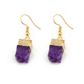 Gold Tone Rectangular Crystal Cluster Drop Earrings in Five Colors view 1