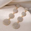 Luxury Full Rhinestone Geometric Round Circle Long Drop Alloy Party Statement Dangle Earrings view 3