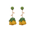 Bohemian Handmade Crochet Raffia 3D Rose Flower Alloy Drop Stud Vacation Beach Fashion Earrings view 5