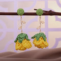 Bohemian Handmade Crochet Raffia 3D Rose Flower Alloy Drop Stud Vacation Beach Fashion Earrings view 2