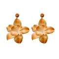 Elegant Yellow Raffia Fabric Flower Drop Stud Earrings For Women Vacation Style Alloy Dangle Earrings view 5