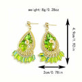 Bohemian Teardrop Alloy Rhinestone Crystal Beaded Tassel Chandelier Luxury Ethnic Women's Earrings view 5