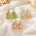 Bohemian Teardrop Alloy Rhinestone Crystal Beaded Tassel Chandelier Luxury Ethnic Women's Earrings view 1