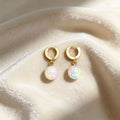 Light Luxury Gold Alloy Huggie Hoop With Iridescent Mermaid Pearl Drop Elegant Women's Stud Earrings view 3