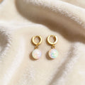 Light Luxury Gold Alloy Huggie Hoop With Iridescent Mermaid Pearl Drop Elegant Women's Stud Earrings view 4
