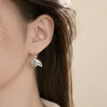Elegant Silver Alloy Pearl Lace Petal Skirt Fringe Long Drop Stud Women's Fashion Statement Earrings view 2