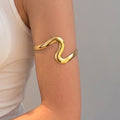 Gold Plated Snake Shape Wave Line Open Upper Arm Cuff Bracelet Fashion Arm Chain Open Bangle view 1