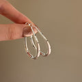 Iron Oval Polka Dot Hoop Earrings With Silver Posts, Minimalist Geometric Fashion Jewelry view 4