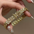 18K Gold Plated Zircon Spliced Open Bracelet For Women view 1