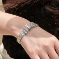 18K Gold Plated Zircon Spliced Open Bracelet For Women view 2