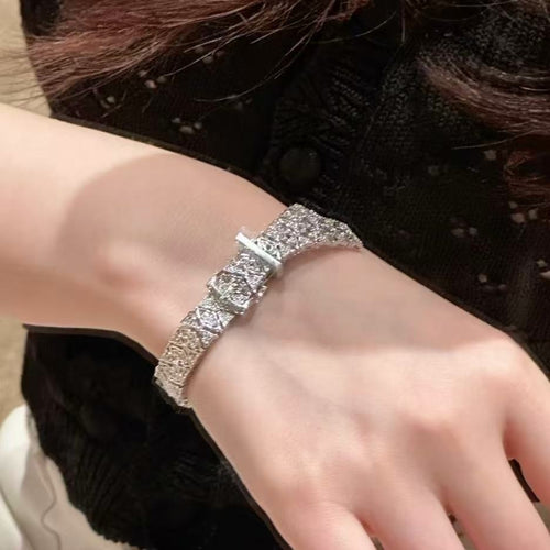 18K Gold Plated Zircon Spliced Open Bracelet For Women