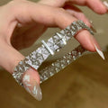 18K Gold Plated Zircon Spliced Open Bracelet For Women view 4