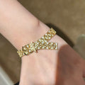 18K Gold Plated Zircon Spliced Open Bracelet For Women view 3