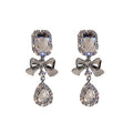 Luxury Rhinestone Bowknot Water Drop Crystal Dangle Earrings For Banquet Dress Elegant Silver Needle Earrings view 5