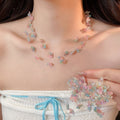 Dopamine Acrylic Flower Stud Earrings And Necklace Jewelry Set For Women Vacation Style view 3