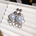Faux Pearl Geometric Hoop Earrings With Silver Pins, Playful Punk Fashion Ear Jewelry view 4