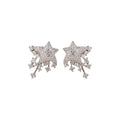 Light Luxury Copper Star Stud Earrings With Silver Pins And Sparkling Zircon Meteor Design view 5