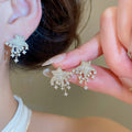 Light Luxury Copper Star Stud Earrings With Silver Pins And Sparkling Zircon Meteor Design view 2