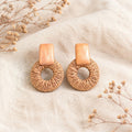 Bohemian Raffia Straw Woven Round Hoop Drop Dangle For Summer Beach Vacation Statement Earrings view 4