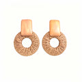 Bohemian Raffia Straw Woven Round Hoop Drop Dangle For Summer Beach Vacation Statement Earrings view 5
