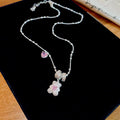Cute Zircon Heart Bear Copper Collarbone Necklace For Women Light Luxury Animal Pendant Jewelry view 4