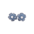 Sweet Floral Crystal Faux Pearl Woven Stud Earrings With Silver Pins For Women view 5