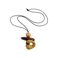Old Money Style Resin Teardrop Necklace With Leather Cord Wood Beads Geometric Pendant For Women view 5