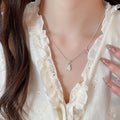 Copper Zircon Shell Butterfly Bear Pearl Necklace Bracelet Jewelry Set, Korean Light Luxury Floral Style view 3