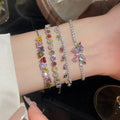 Light Luxury Copper Beaded Bracelet With Colorful Zircon Heart Butterfly Charm view 3