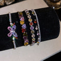 Light Luxury Copper Beaded Bracelet With Colorful Zircon Heart Butterfly Charm view 4