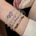 Light Luxury Copper Beaded Bracelet With Colorful Zircon Heart Butterfly Charm view 1