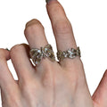 Vintage Rhinestone Butterfly Iris Hollow Open Ring For Women view 5