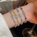 Light Luxury Copper Zircon Flower Beaded Bracelet Sparkling Iridescent Sweet Style Jewelry view 3