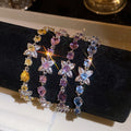 Light Luxury Copper Zircon Flower Beaded Bracelet Sparkling Iridescent Sweet Style Jewelry view 4