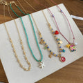 Vacation Style Starfish Heart Faux Pearl Necklace, Sweet Summer Geometric Clavicle Chain view 4