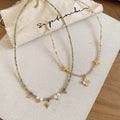 18K Gold Plated Glass Crystal Beaded Zircon Flower Star Geometric Pastoral Collarbone Necklace view 4