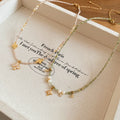 18K Gold Plated Glass Crystal Beaded Zircon Flower Star Geometric Pastoral Collarbone Necklace view 2