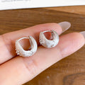 Copper Zircon Starburst Round Ear Cuff Earrings Korean Minimalist Geometric Fashion Jewelry view 2