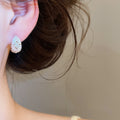 Copper Zircon Starburst Round Ear Cuff Earrings Korean Minimalist Geometric Fashion Jewelry view 3
