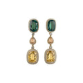 Vintage Copper Zircon Square Stud Earrings With Silver Posts, Retro Palace Style view 5