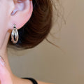 French Vintage Alloy Double Oval Hoop Earrings Minimalist Geometric Interlocking Ear Cuffs view 3