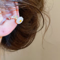 Korean Minimalist Faux Pearl Floral C-Shaped Ear Clip Hoop Jewelry Set Elegant Fashion Earrings view 4
