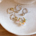 Korean Minimalist Faux Pearl Floral C-Shaped Ear Clip Hoop Jewelry Set Elegant Fashion Earrings view 1